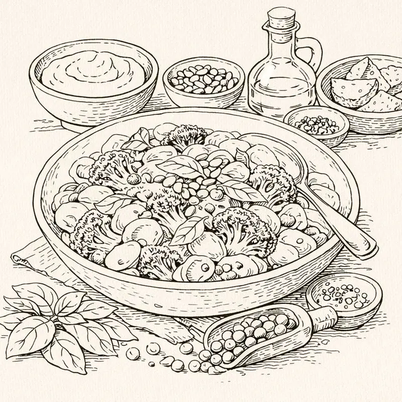 Broccoli and Orecchiette with Yoghurt and Peas