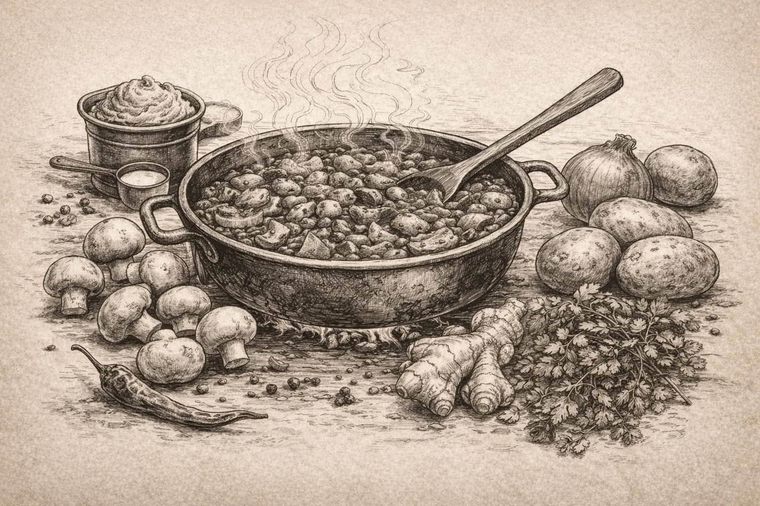 Mushroom Curry (Khumbī kī Rāsī) after Jack Santa Maria